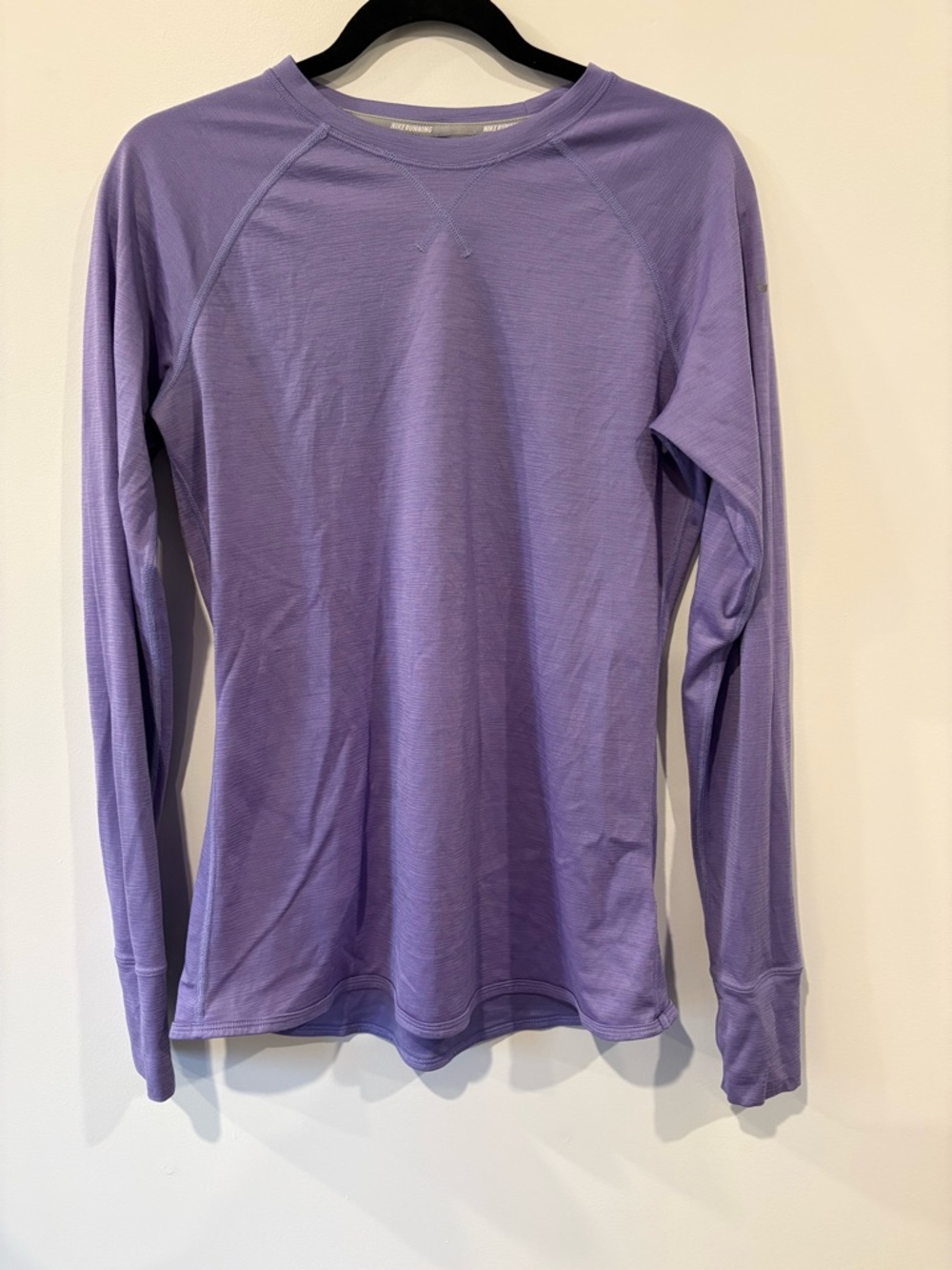 Nike Purple Dri-FIT Wool-Blend Long Sleeve Running Tee in Lilac